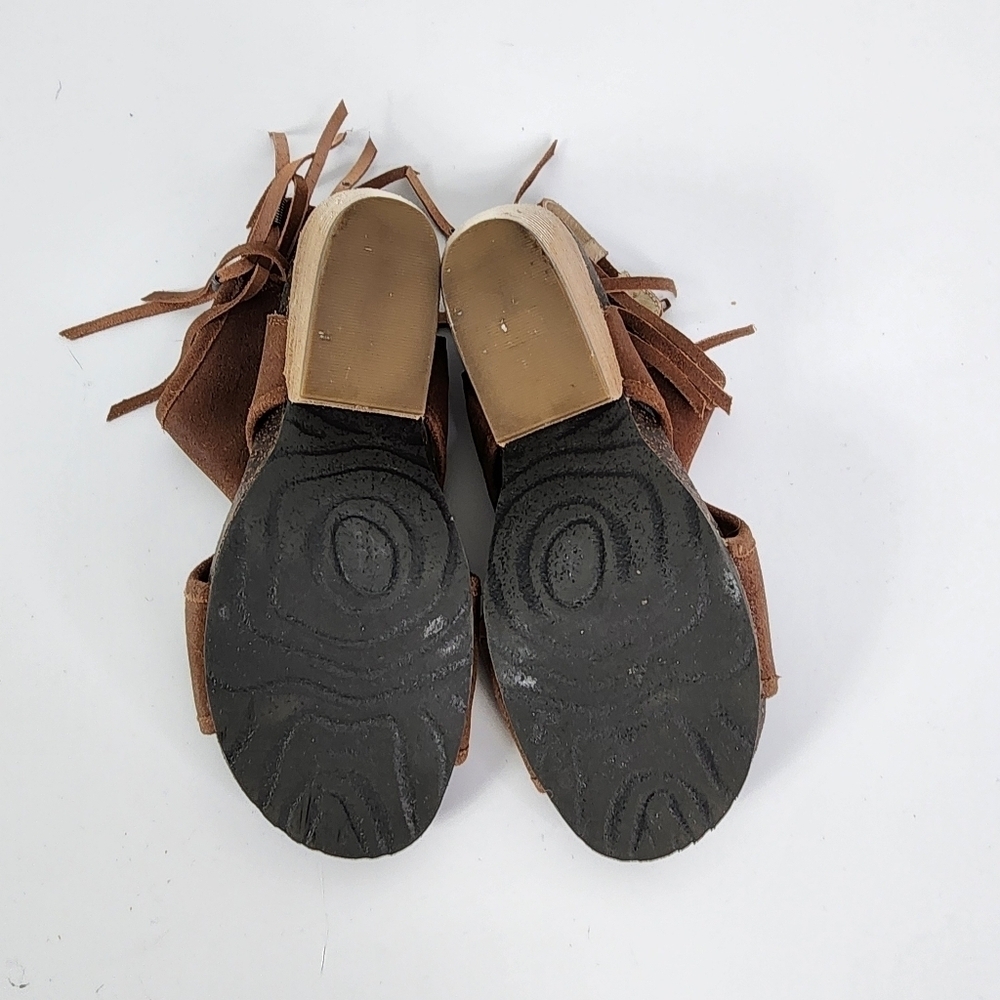 OTBT free spirit heeled open toe fringe bootie 9.5 - Picture 8 of 10